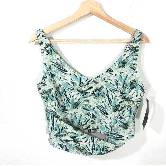 Zara Tops - Zara Leaf Print Crop Top Cross Front Medium NWT